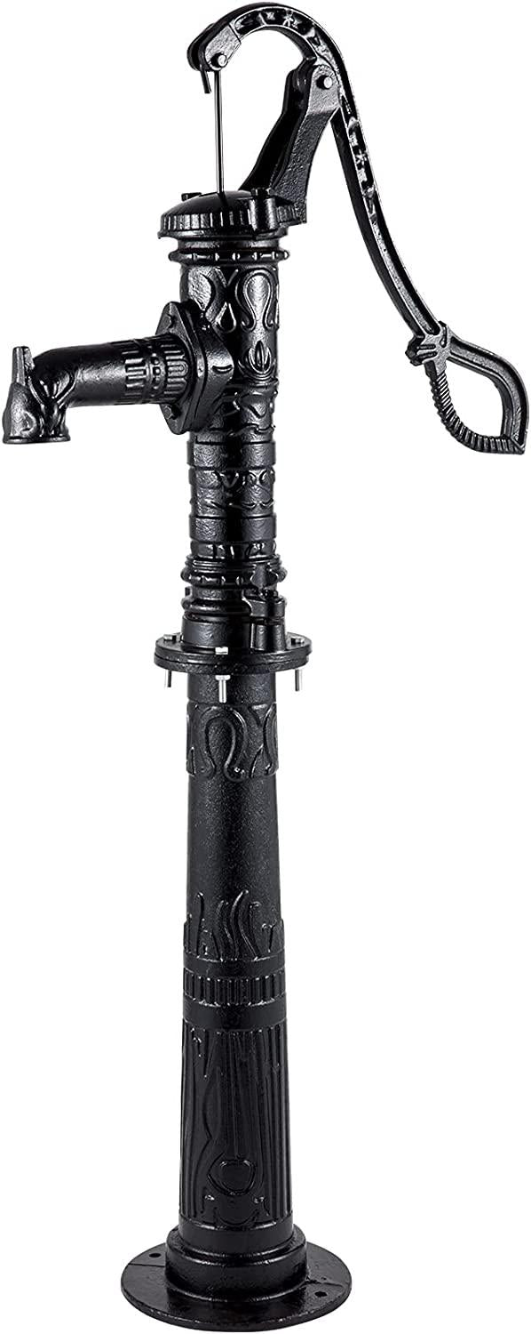 Hand Water Pump w/ Stand, 15.7 x 9.4 x 53.1 inch Pitcher Pump & 26 inch Pump Stand w/ Pre-set 1/2" Holes for Easy Installation, Rustic Cast Iron Well Pump for Yard, Garden, Farm Irrigation,Black