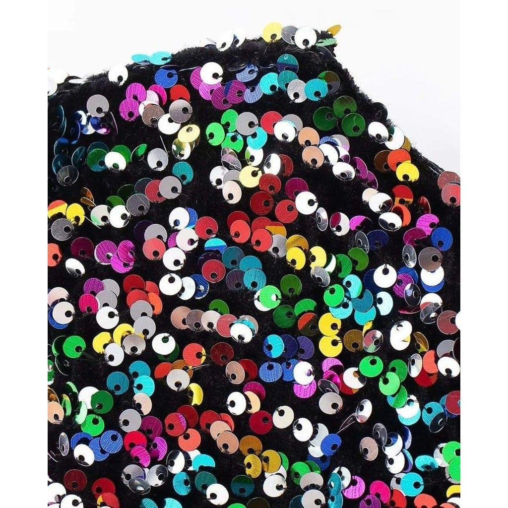 sequin stitching deep v short-sleeved