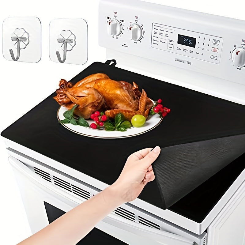 Stove Covers, Heat Resistant Glass Stove Top Cover , For Electric Stove LarCooktop Cover, Anti-Slip Coating Waterproof Stove Gap Foldable