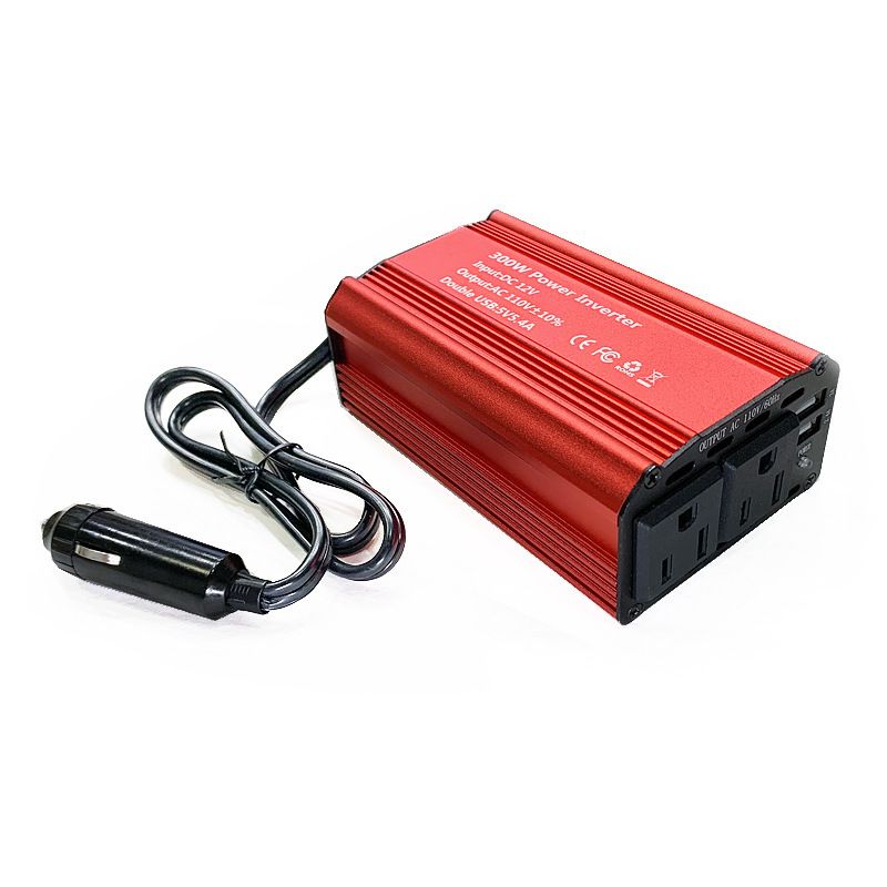 300W Power Inverter DC 12V To 110V AC Car Inverter With 5V 2.4A+3A And 2USB Car Adapters