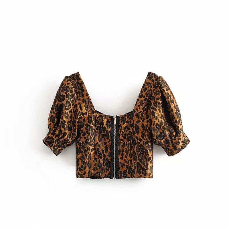 square neck collar slim waistline blouse