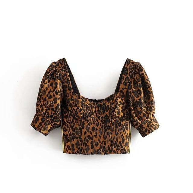 square neck collar slim waistline blouse