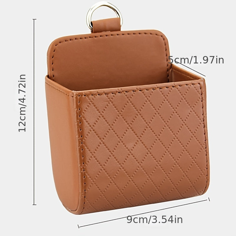 Car Air Vent Hanging StoraBox Mobile Phone Bag PU Leather Car Mobile Phone Holder Car Interior Accessories