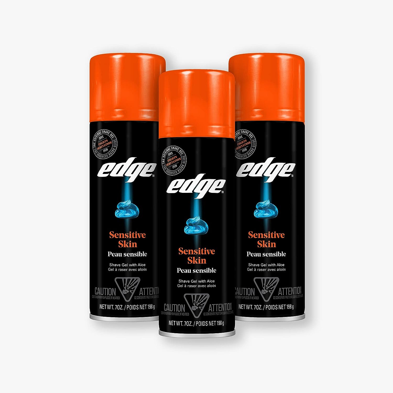 Edge Shave Gel for Men, Sensitive Skin with Aloe, 7oz (3 Pack) - Shaving Gel For Men That Moisturizes, Protects and Soothes To Help Reduce Skin Irritation