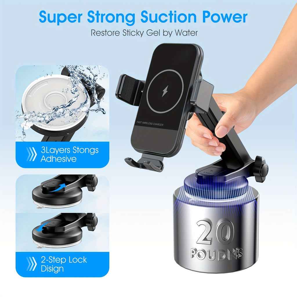 Wireless Car Charger, 15W Qi Fast Charging Auto Clamping Car Charger Phone Mount, Dashboard Air Vent Phone Holder, For  14/13/12/11/X, For Samsung For Galaxy S22+/S21/S10/Note 20