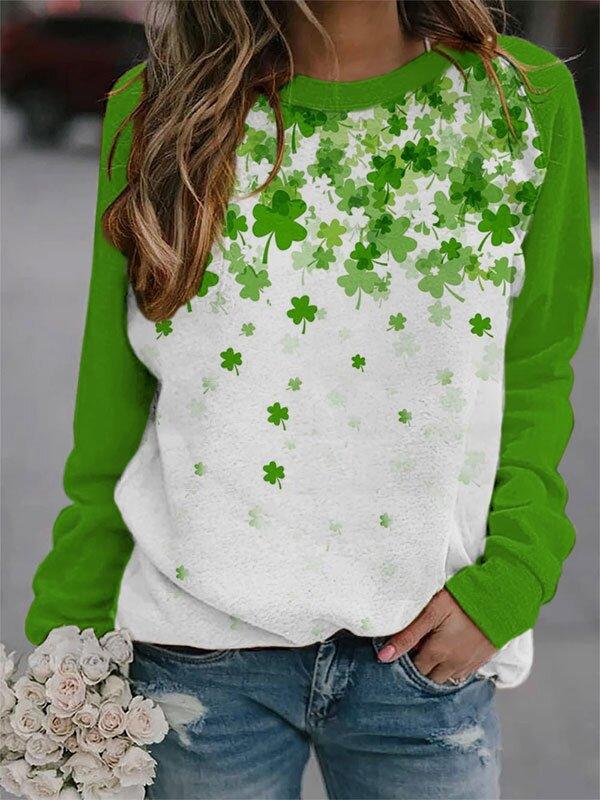 Women's Saint Patrick's Day Shamrock Print Casual Sweatshirt