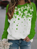 Women's Saint Patrick's Day Shamrock Print Casual Sweatshirt