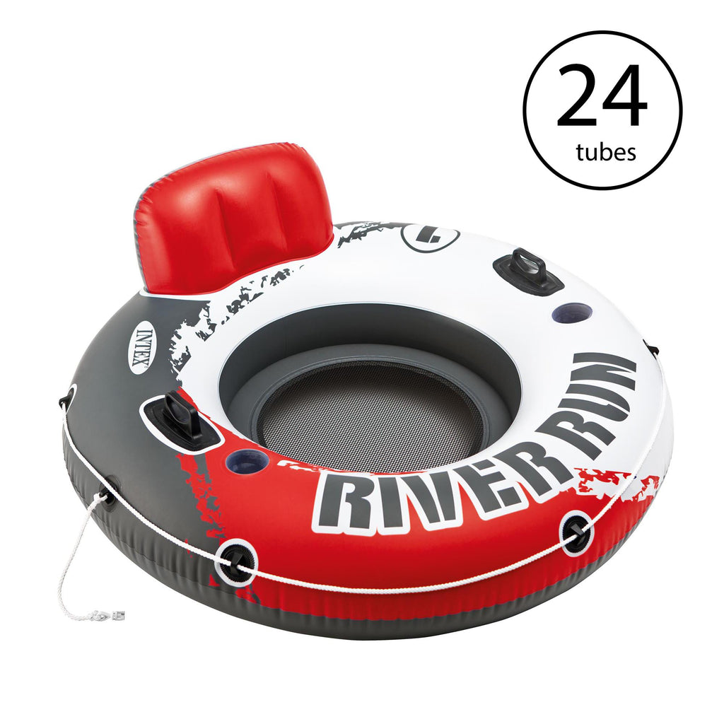 River Run 1 53" Inflatable Floating Water Tube Lake Raft, Red (24 Pack)