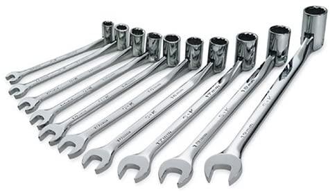 SK Professional Tools 86142 10-Piece 12-Point Metric Flex Combination Wrench Set - SuperKrome Finish, Set of 10 Chrome Wrenches Made in USA