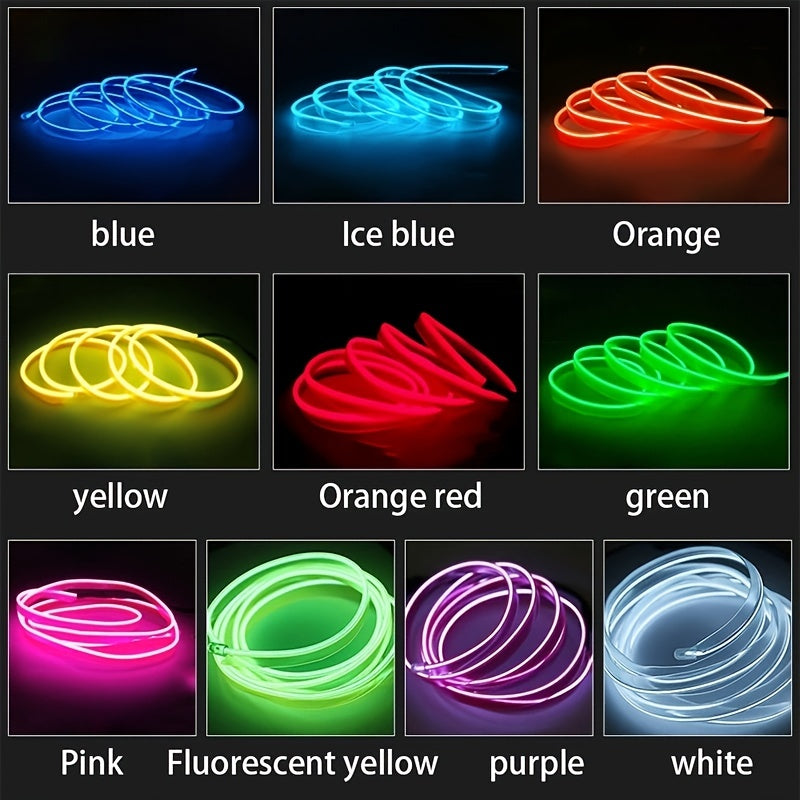196.85inchCar Environment El Wire LED USB Flexible Neon Interior Lights Assembly RGB Light For Automotive Decoration Lighting Accessories