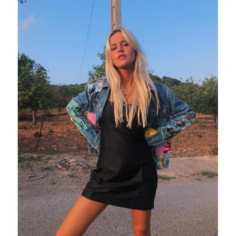 sequins patchwork cartoon jeans jacket