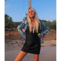 sequins patchwork cartoon jeans jacket
