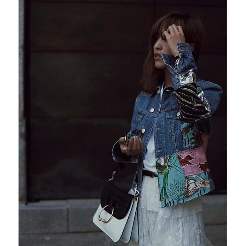 sequins patchwork cartoon jeans jacket
