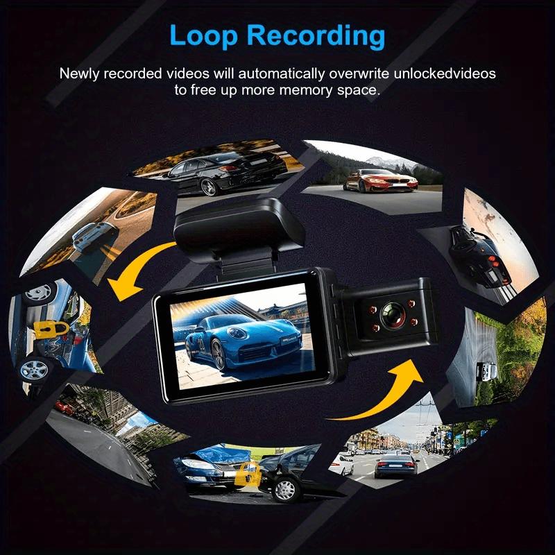 3 Inch 1080P Dual Lens Dash Cam For Cars,Front And Inside,Full HD 1080P Car Camera With Loop Recording,Night Vision,Wide Angle Car DVR Camera Car Video Recorder Vehicle Black Box