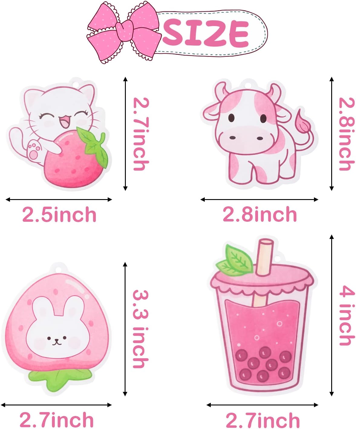 Car Air Freshener Kawaii Strawberry Incense Chips Scented Ornament, Car Rearview Mirror Pendant, 4 Styles and Scents Of Bubble Tea Strawberry Milk Hanging Ornament Vent Decoration Cute Aromatic For Party Supplies