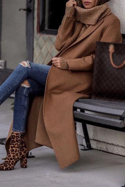 Simple Casual Solid Color Coat