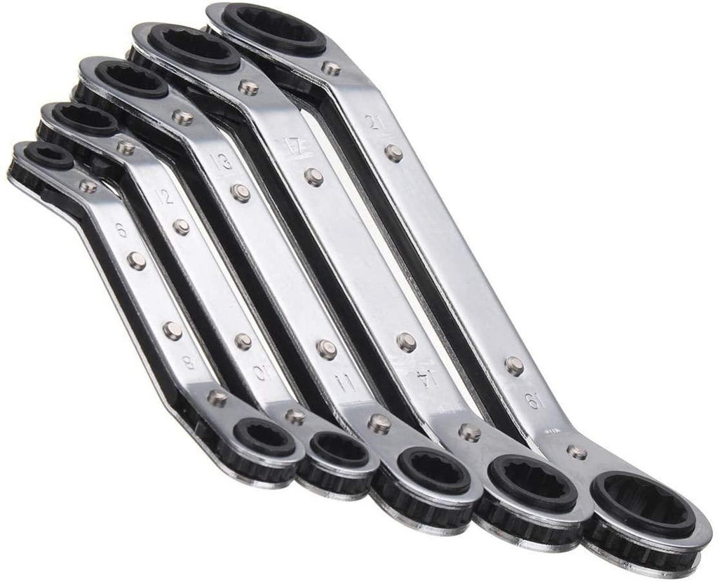 Sturdy 5Pcs Metric Offset Ring Wrench Spanner Tools Ratchet Metric Hand DIY Tool Set Universal Hand Tools Safety