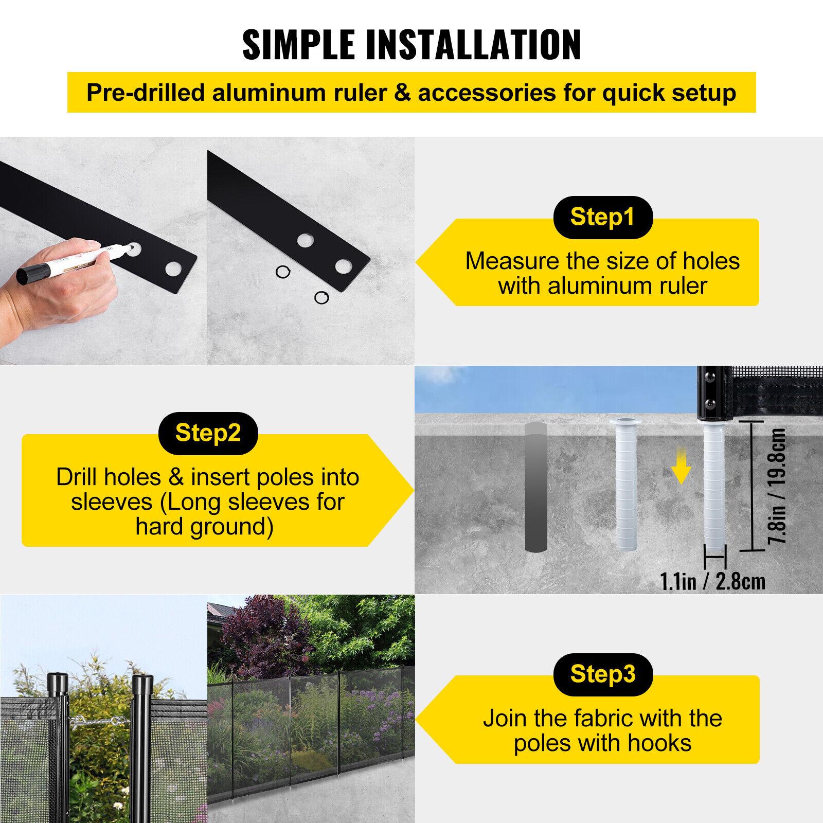 4Ft x 72Ft Pool Fence Swimming Fence in Ground Life Saver Fence Portable