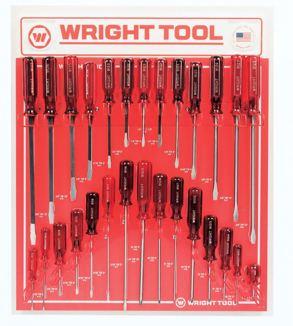 Wright Tool D973 Screwdrivers Jumbo Three Flute Ergonomic Handle, 28-Piece