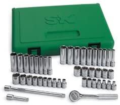 44 Piece 1/4"" Drive 6 Point SAE/Metric Standard and Deep Complete Socket Set Tools Equipment Hand Tools