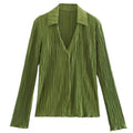 solid color pleated blouse