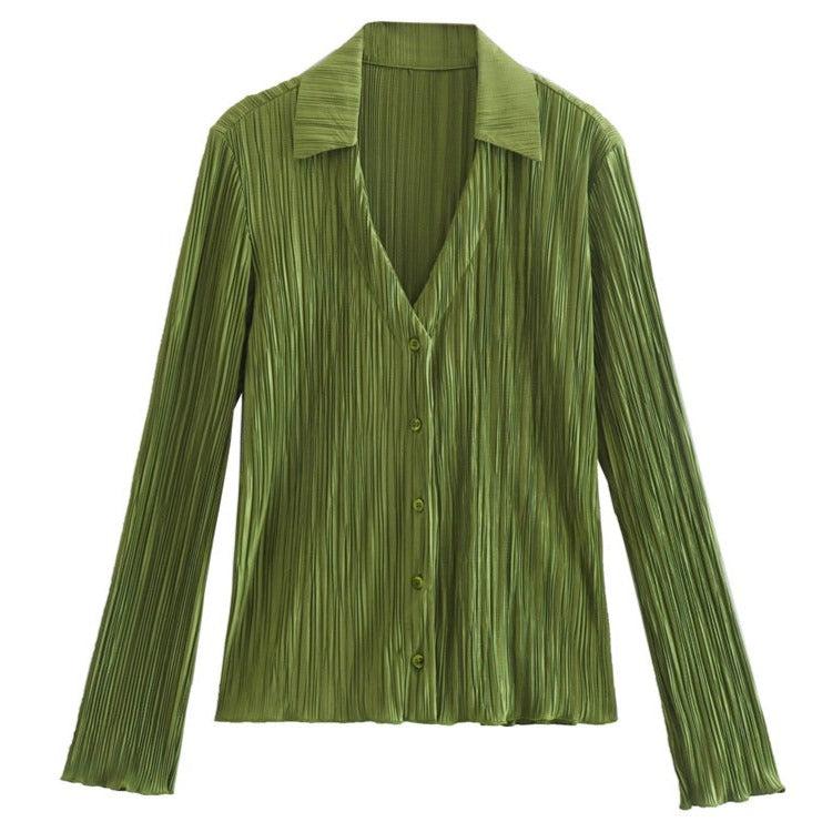 solid color pleated blouse