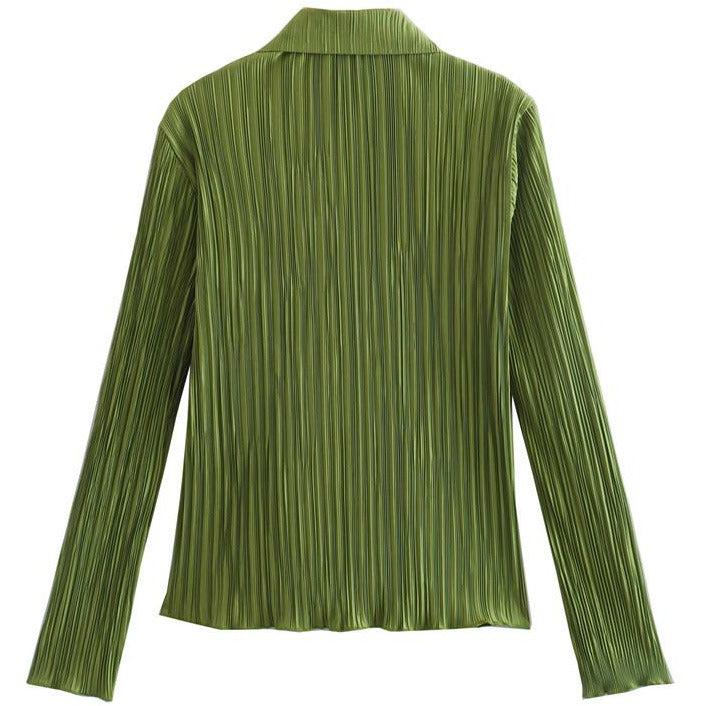 solid color pleated blouse