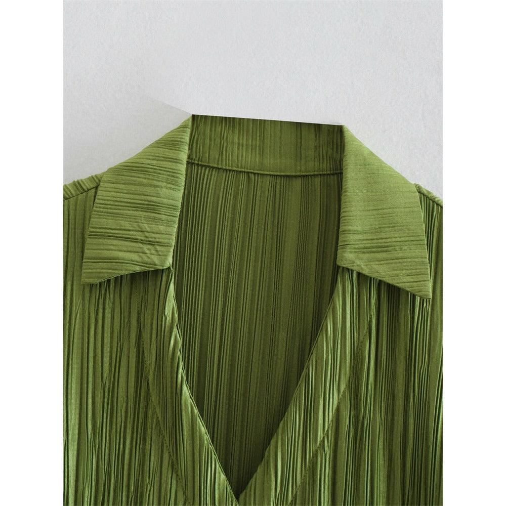 solid color pleated blouse