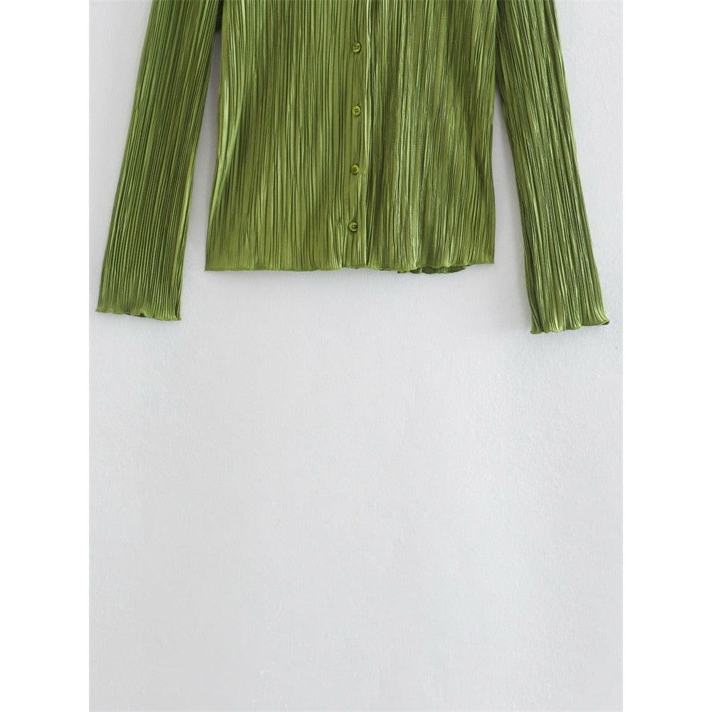 solid color pleated blouse