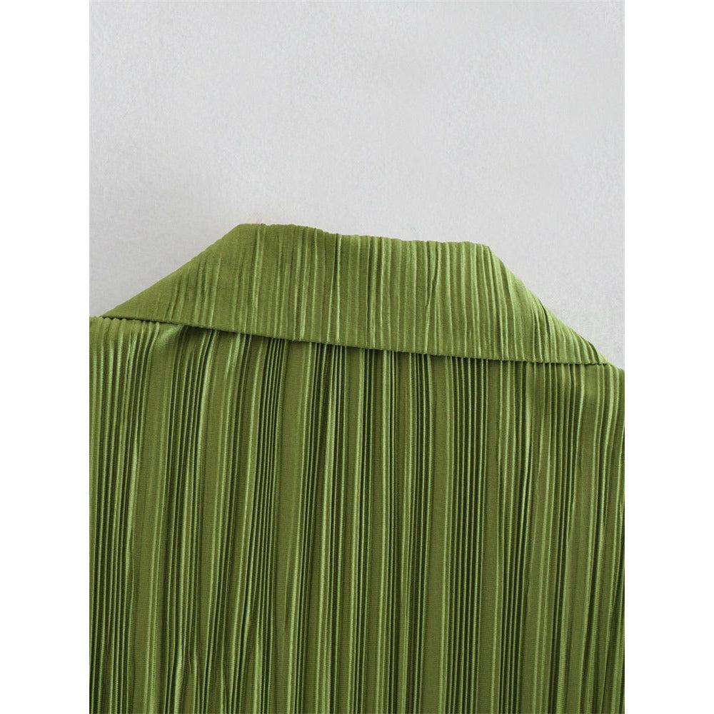 solid color pleated blouse