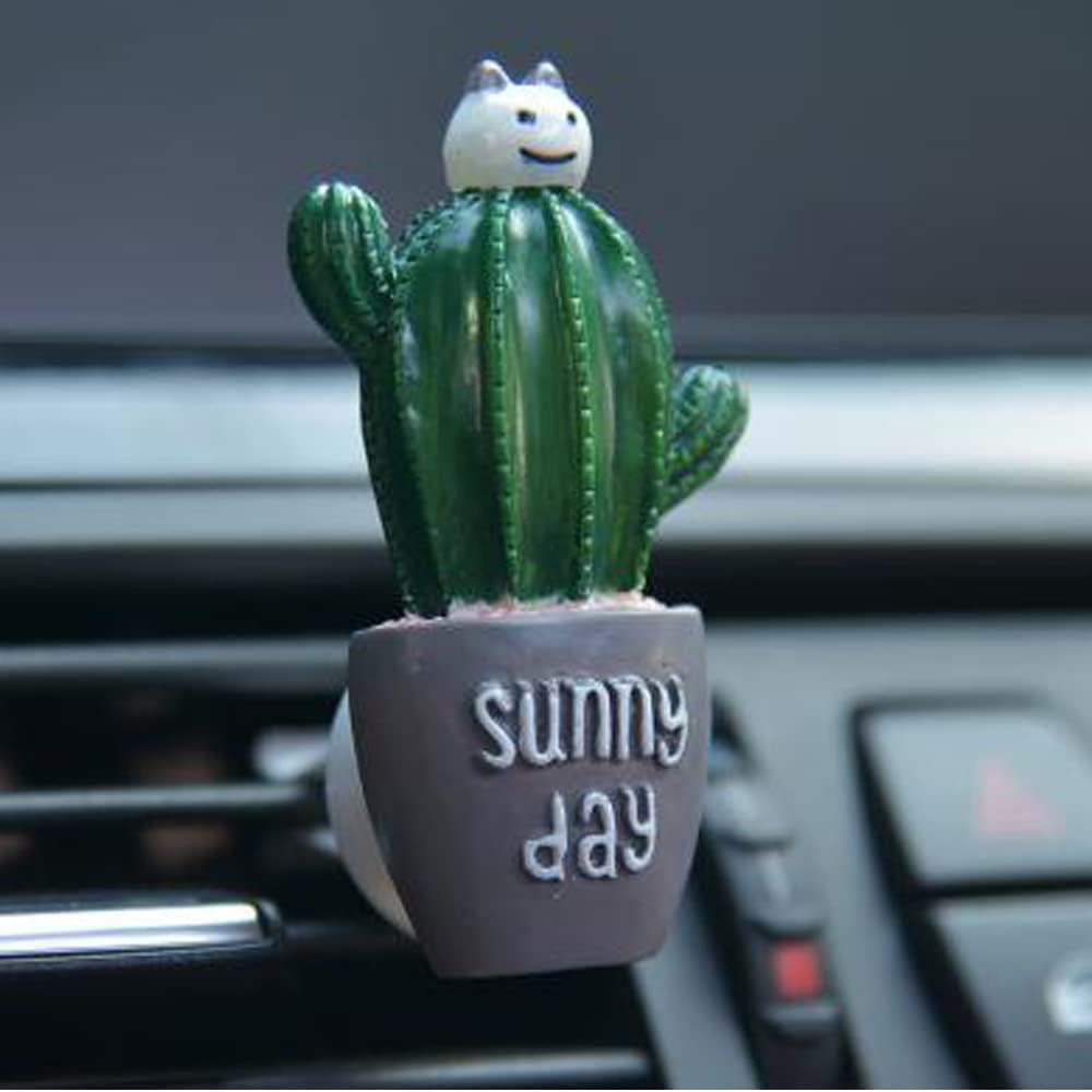 ZOSTLAND Cute Car Air Vent Clip Decoration,Car Air Fresheners,Plant Model Car Vent Clip，Personalized Automotive Interior Decoration Accessories, Car Decor Gift for women,men (4pcs Cactus)