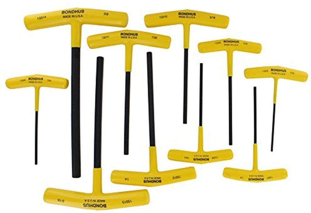 Bondhus 13390 Set of 10 Hex T-handles w/Stand, sizes 3/32-3/8" (Three Pack)