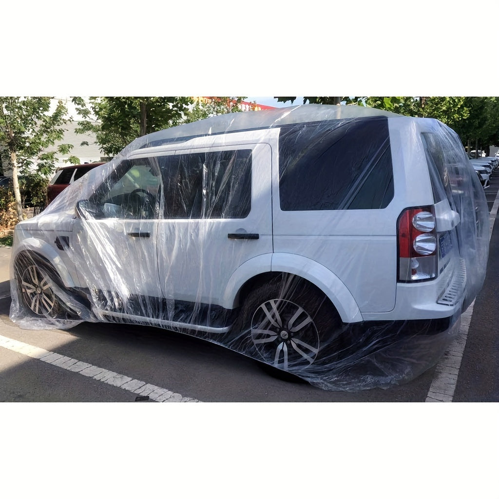 PE Plastic Car Cover Transparent Waterproof Dustproof Vehicle Protection Anti-Scratch Soft Material
