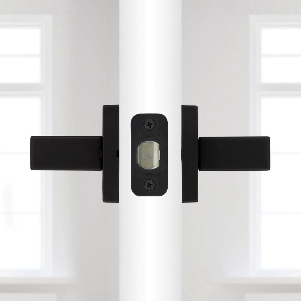 Singapore Square Matte Black Bed/Bath Door Lever with Microban