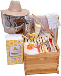 Honey Lake 10-Frame Bee Hives and Supplies Starter Kit, Beeswax Coated Beehive Starter Kit Including Beekeeping Supplies Tools Set with Bee Hat Veil