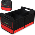 Simniam Collapsible Car Trunk Organize with 3 Removable Dividers, Trunk Organizer Fits Most Car, SUVs, Truck, or Minivan (2 Compartments, Red)