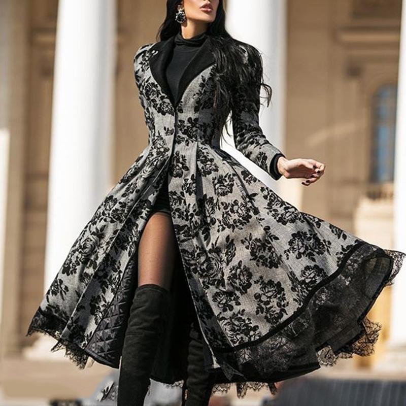 Casual v-neck printed women's coat
