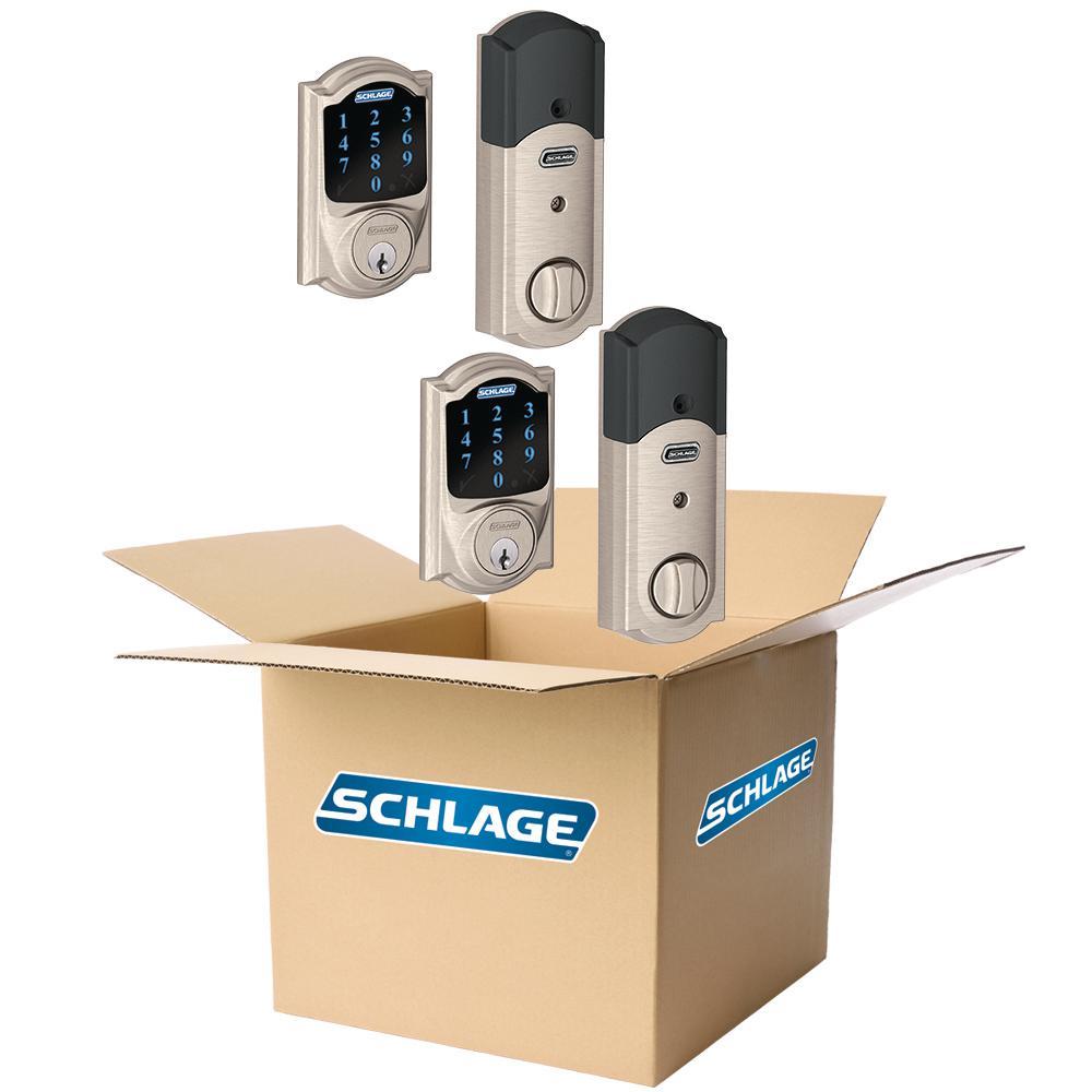 Camelot Satin Nickel Connect Smart Door Lock with Alarm (2-Pack)