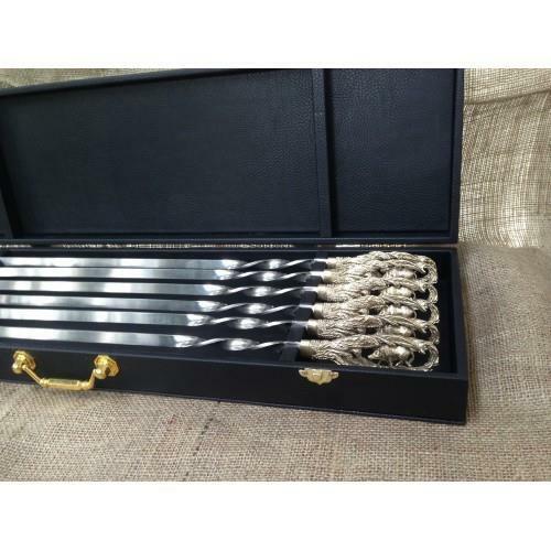 6 Pcs 23 Inch  Steel Metal Barbeque Skewer Needle BBQ Kebab Stick Gift