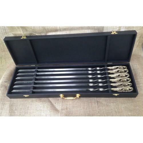 6 Pcs 23 Inch  Steel Metal Barbeque Skewer Needle BBQ Kebab Stick Gift