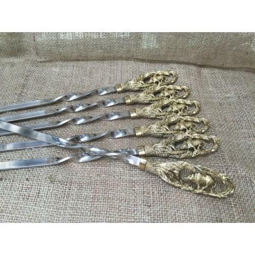 6 Pcs 23 Inch  Steel Metal Barbeque Skewer Needle BBQ Kebab Stick Gift