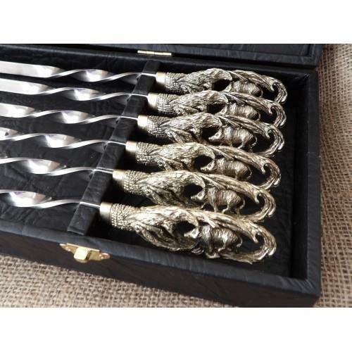 6 Pcs 23 Inch  Steel Metal Barbeque Skewer Needle BBQ Kebab Stick Gift