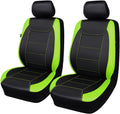 Flying Banner car seat Covers Protects Water Proof Faux Leather Carbon Fiber Fronts Fluorescence Green Black (Fluorescence Green Black, Front Pair)
