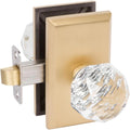 Crystal Knob Hall/Closet PassaDoor Knob with Grande Square Rosette in Satin Gold