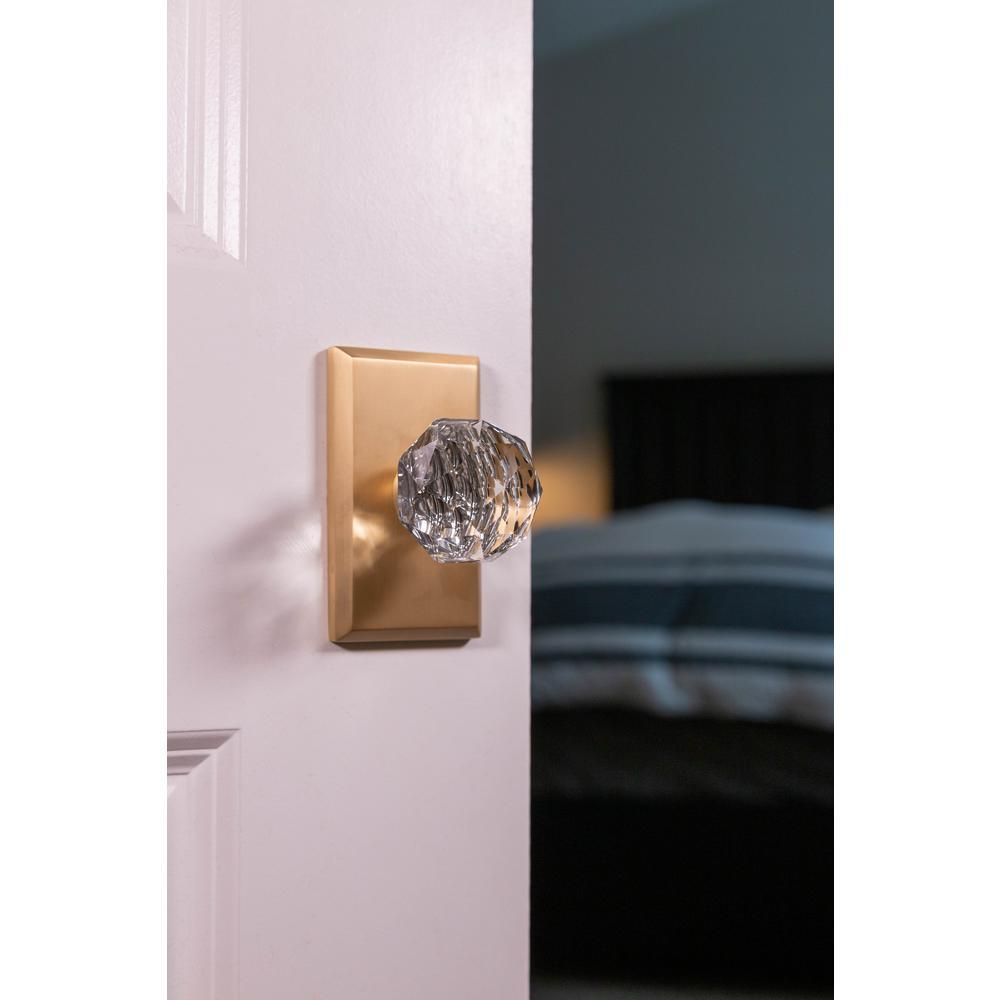 Crystal Knob Hall/Closet PassaDoor Knob with Grande Square Rosette in Satin Gold