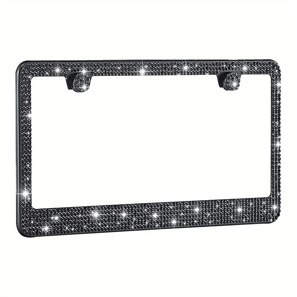 2pcs Luxurious Bling License Plate Frames - Handcrafted  Steel Frames with Artificial Diamonds - Sparkly Car License Plate Cover
