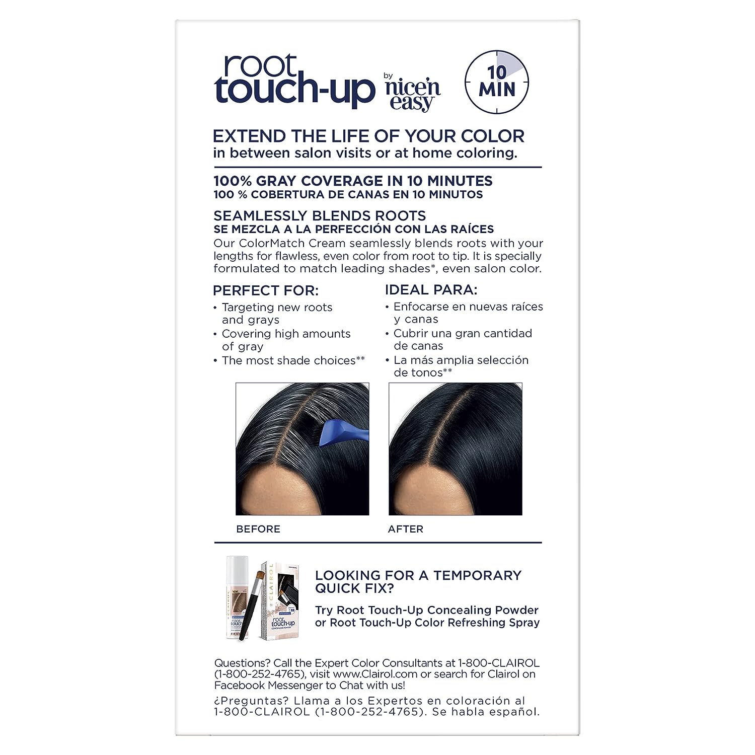 Clairol Root Touch-Up by Nice'n Easy Permanent Hair Dye, 2B Blue Black Hair Color, Pack of 1