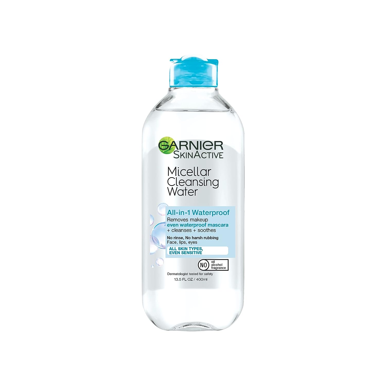 Garnier SkinActive Micellar Water For Waterproof Makeup, Facial Cleanser &amp; Makeup Remover, 13.5 Fl Oz (400mL), 1 Count (Packaging May Vary)