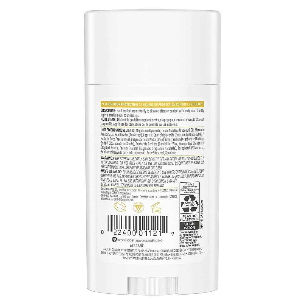 Schmidt's 100% Natural Origin Ingredient Deodorant Stick Grapefruit &amp; Apricot 2 Count For 24-Hour Odor Protection 2.65oz