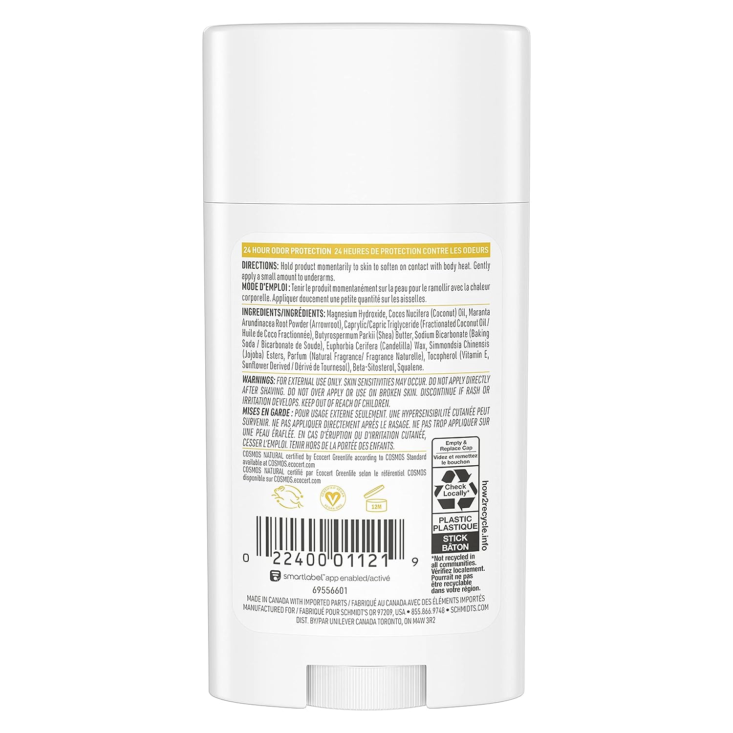 Schmidt's 100% Natural Origin Ingredient Deodorant Stick Grapefruit &amp; Apricot 2 Count For 24-Hour Odor Protection 2.65oz